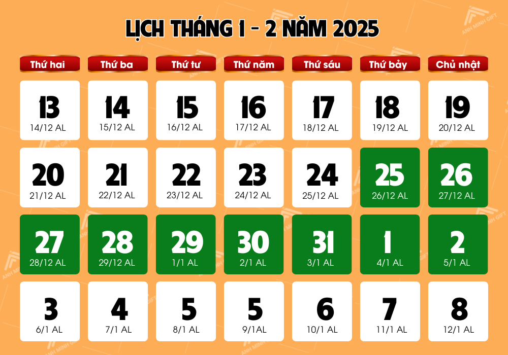 Lịch nghỉ Tết Âm Lịch - Tết Nguyên Đán chính thức của năm 2025 