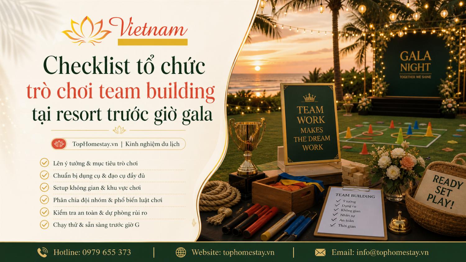 Checklist Tổ Chức Trò Chơi Team Building Tại Resort Trước Giờ Gala