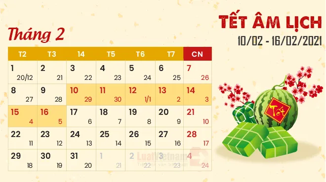 Lịch nghỉ Tết Âm Lịch - Tết Nguyên Đán chính thức của năm 2026